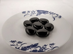Natural <b>Black</b> Obsidian Palm Stone Oval <b>Polished</b> Gemstone Carved Crystal for Meditation Grounding Stress Relief - Product Image 3