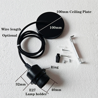 Support de lampe suspendu vintage en plastique DIY E26 E27 avec câble, douille de plafond, base de lampe à demi-dents, abat-jour, lampe suspendue