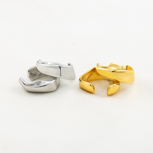 yunnique Geometric <b>Cuff</b> <b>Earrings</b> Gold And Steel Adjustable Ear Bone Clips For Unisex Fashion Jewelry - Product Image 4