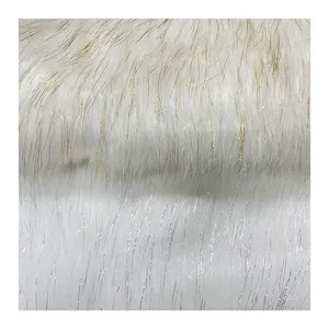 White Faux Fox Fur Long Plie Fur Plush With Lurex Fabric Garment Accessories