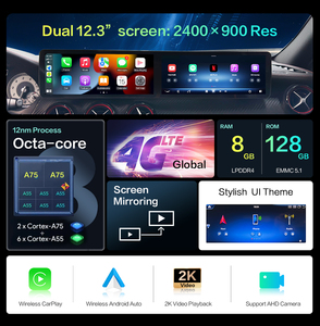 Pantalla Dual Android de 12.3 Pulgadas para <span class=keywords><strong>Mercedes</strong></span>-Benz Clase B W176, Clase A X156, GLA, CLA, <span class=keywords><strong>A180</strong></span>, A200, Carplay Inalámbrico, Qualcomm, 8 Núcleos, 8+128G - Product Image 4