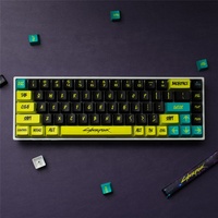 Black/Pink Cyberpunk Keycaps 129 Keys Cherry Profile PBT Sublimation for MX Switch 68/84/87/96/98/104/108 Mechanical Keyboard
