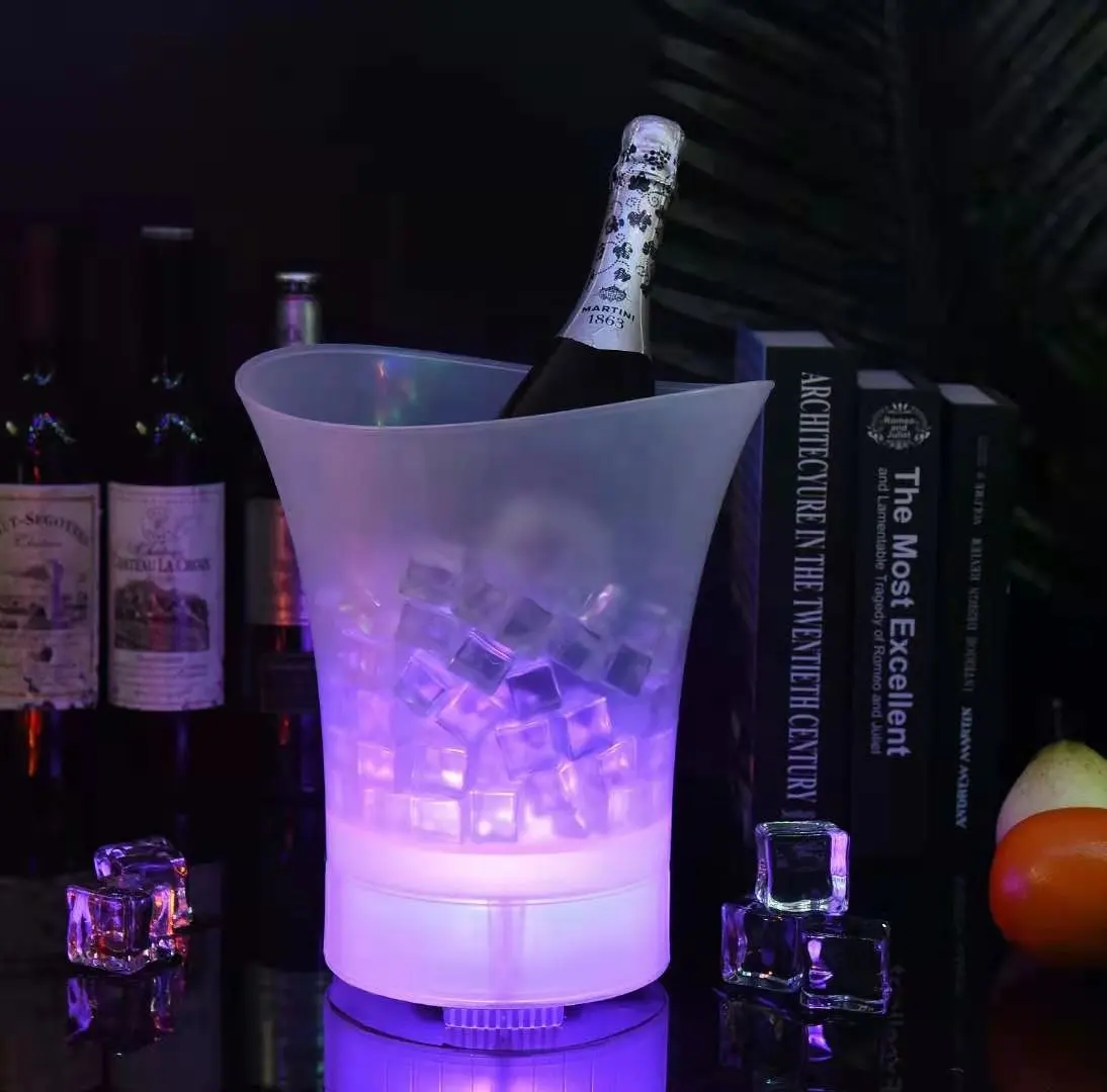 Seau à glace de champagne et bière à LED, 10 pièces, refroidisseur, avec haut-parleur