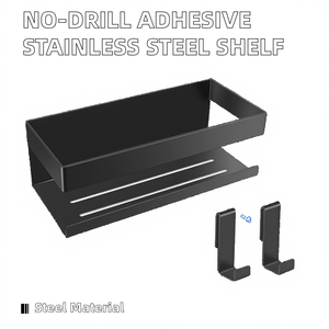 Estante de <span class=keywords><strong>ducha</strong></span> adhesivo moderno de <span class=keywords><strong>acero</strong></span> <span class=keywords><strong>inoxidable</strong></span> para baño Estante de esquina montado en la pared <span class=keywords><strong>sin</strong></span> necesidad de taladrar - Product Image 4