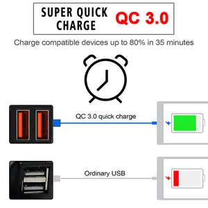 듀얼 포트 오토바이 전화 충전기 QC3.0 오토바이 USB 충전기