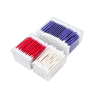 Coton-tiges anti-imperfections personnalisables en trois couleurs avec étiquetage privé, 385 pièces, bâtonnets en papier, avec boîte tiroir