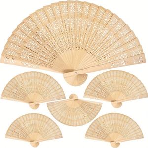 Abanico Plegable de Madera Grabado - Recuerdo Personalizado para Fiestas y Bodas, Decoración Portátil - Product Image 1