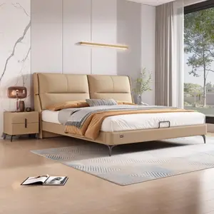 2024 nuovo letto nuziale camera da letto 1.8m doppia regina e king size italiano in pelle letto moderno semplice luce di lusso letto di stoccaggio