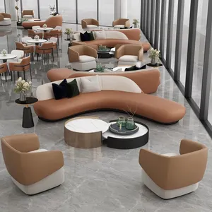Sofá de couro para sala de reuniões individual e dupla, mobília de lobby de hotel personalizada, exclusivo de fábrica de luxo, personalizado oem