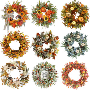 Guirnalda Otoñal Jingjian de 45cm, Decoración de PVC con Hojas de Arce, Bayas y Calabazas para Puerta, Pared, Hogar, Día de Acción de Gracias - Product Image 5