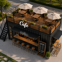 Conteneur amovible de couleur personnalisée, café en conteneur à deux étages, bar en conteneur, kiosque de restauration mobile en plein air pour usage commercial