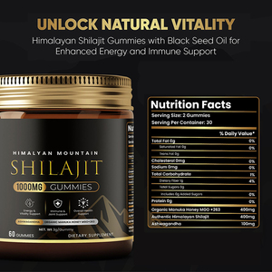 Pure Himalayan Shilajit Gummies Ashwagandha Raw Manuka Miel Supplément D'acide Fulvique Trace Minéraux Gummies Adultes Femmes Enceintes - Product Image 2