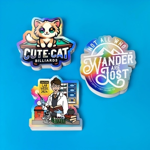 Pegatinas de logotipo troqueladas Vinilo epoxi holográfico Impermeable UV Resist Easy Crack Autoadhesivo Uso en exteriores Calcomanías divididas en la espalda