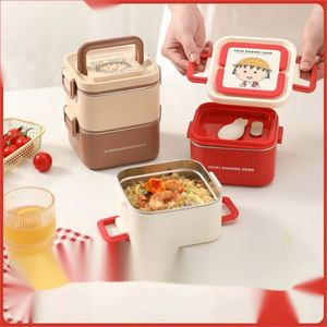 304 Stainless Steel Portable Insulated Adult Bento <b>Lunch</b> <b>Box</b> Set Dual Tier 2-Compartment Stackable Thermal BPA Free <b>Lunch</b> - Product Image 2