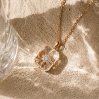 Collar de Cuarzo Transparente con Corte Esmeralda, Chapado en Oro Champagne sobre Plata 925, con Cristal Natural Curativo, Joyería de Regalo