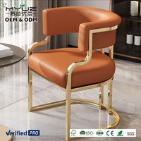Chaise de salle à manger de luxe légère MYUZ 2026 avec accoudoirs plaqués or pour réception, salon de thé, salon de manucure, salle de mahjong