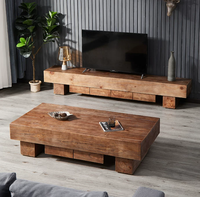 Ensemble table basse et meuble TV en bois de style nordique avec espace de rangement, station de préparation du thé Tatami pour petits espaces et entrées