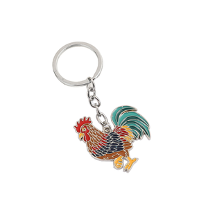 Crystal Enamel Zinc Alloy Carabiner Rooster Keychain Fashion <b>Bag</b> <b>Charm</b> Mascot Gift - Product Image 1