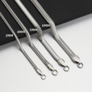 Wholesale Stainless Steel Flat Snake <b>Chain</b> Necklace 3MM 4MM 5MM 6MM <b>Titanium</b> Steel Hollow Soft Herringbone <b>Chain</b> Unisex - Product Image 2