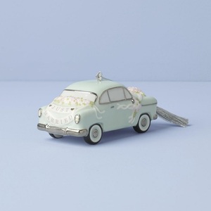 Decorazione Natalizia Vintage <span class=keywords><strong>Auto</strong></span> 'Just Married' con Accenti Argentati, Ornamento Invernale - Product Image 3