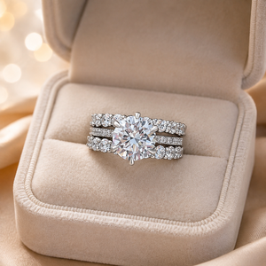 Geometric Three Piece Ring <b>Set</b> for Women Elegant <b>Bridal</b> Wedding Engagement Fashion <b>Jewelry</b> - Product Image 6