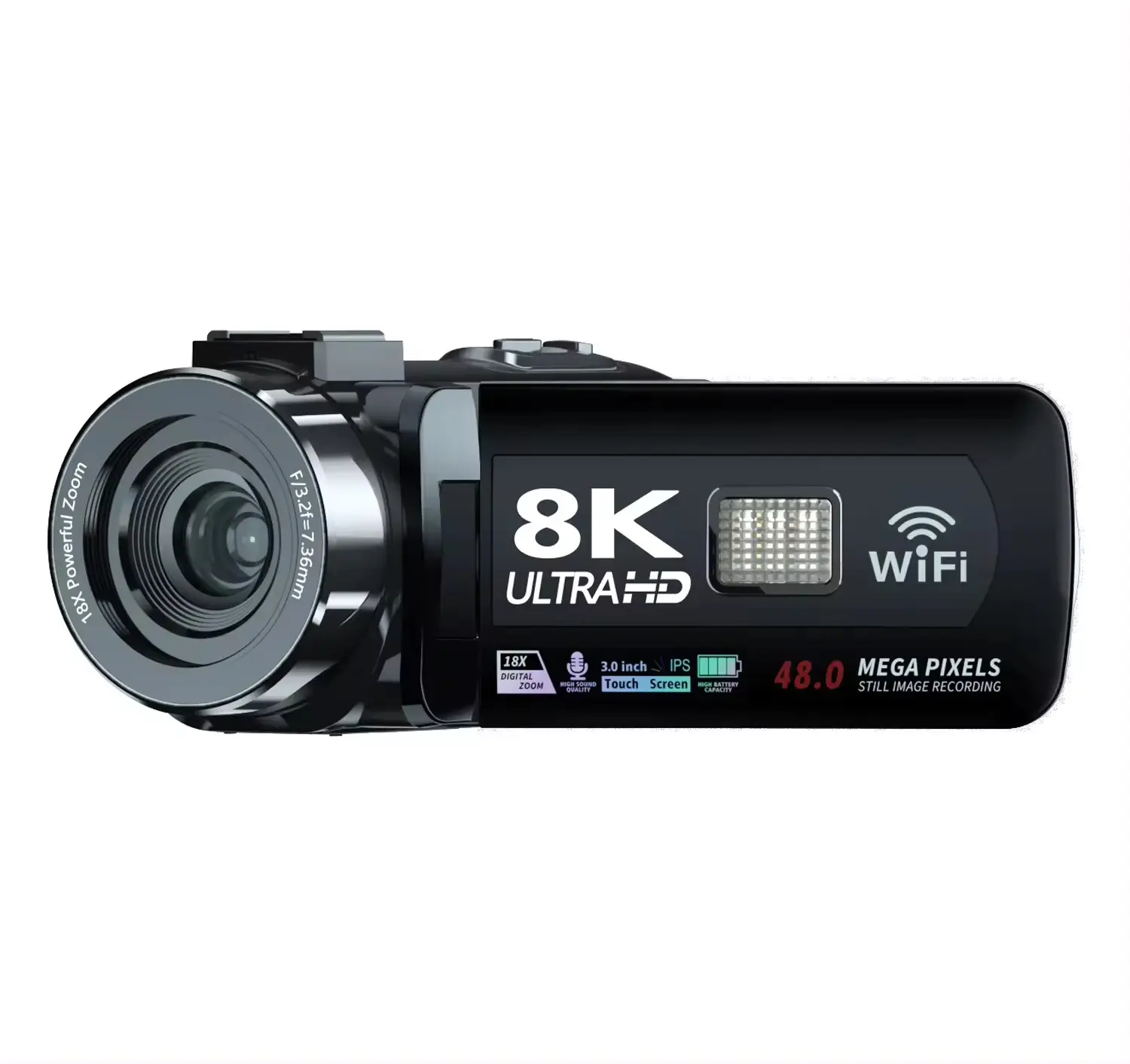 8KLCDタッチスクリーン18倍デジタルズームビデオカメラレコーダーUltraHDWIFIポータブル録画カムコーダー