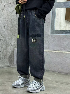 กางเกงคาร์โก้ทรงหลวมขาตรงปักด้วยตัวอักษรเอวกลางยางยืดไม่ยืดลำลองสวมใส่ในฤดูใบไม้ผลิซักด้วยเลเซอร์ - Product Image 2