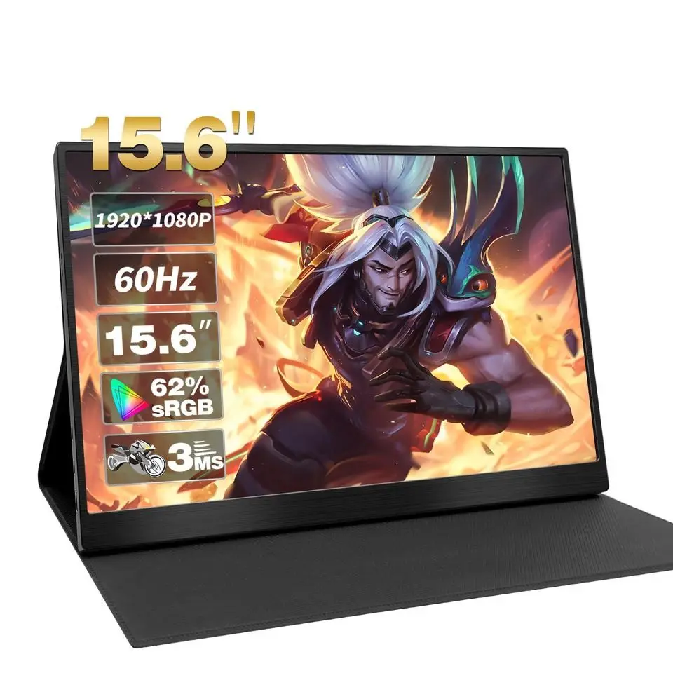 Monitor portátil ultra-feliz para jogos, ultra-feliz, ultra-feliz, para laptop, com 5mm e 15.6 polegadas, segunda tela 1080P