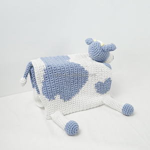 Nouvelle conception, adorable couverture pour bébé en crochet faite à la main, textile de maison pour tout-petits, forme de <span class=keywords><strong>vache</strong></span> mignonne, tricotée - Product Image 6