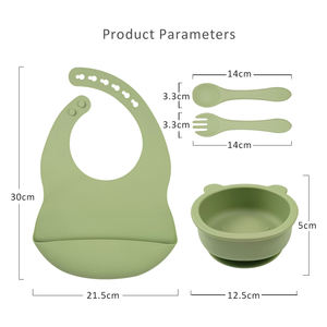 Juego <span class=keywords><strong>de</strong></span> alimentación <span class=keywords><strong>de</strong></span> silicona para bebé recién nacido sin BPA, cuenco <span class=keywords><strong>de</strong></span> succión para oso con cuchara <span class=keywords><strong>y</strong></span> tenedor, Kit con patrón <span class=keywords><strong>de</strong></span> babero, logotipo personalizado - Product Image 3