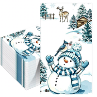 Serviettes rectangulaires jetables de luxe modernes, 20 pièces, avec motifs sapin de Noël et bonhomme de neige pour décorations de fête de Noël