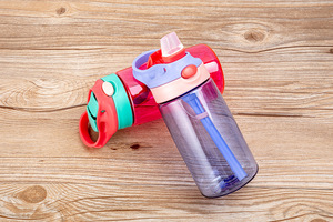 480ml Bpa-free Plastic Water <b>Bottle</b> With <b>Straw</b> Cute Design For Kids' School Drink Direct Drinking For Back To School - Product Image 2