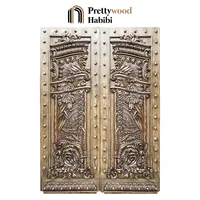 Prettywood चीन आपूर्तिकर्ता कस्टम आंतरिक घर प्राचीन डिजाइन हाथ नक्काशीदार ठोस लकड़ी के दरवाजे