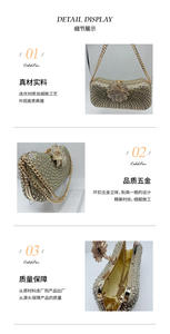 Borse da donna eleganti con perline in rilievo con strass in <span class=keywords><strong>argento</strong></span> fantasia da sera - Product Image 3