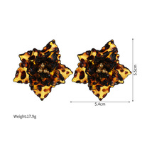 Anting-anting bunga leopard vintage, perhiasan wanita, anting-anting kancing stainless steel, hadiah pesta