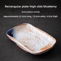 Assiette à dîner en porcelaine solide motif myrtille, compatible micro-ondes, style vintage, luxe léger, rétro, rectangulaire, pour la maison, l'hôtel et le restaurant
