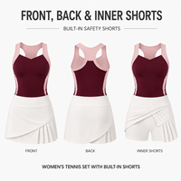 Ensemble de sport de tennis personnalisé pour femmes, haut sans manches à séchage rapide avec short intégré, jupe de tennis plissée pour l'entraînement et les matchs sur le terrain