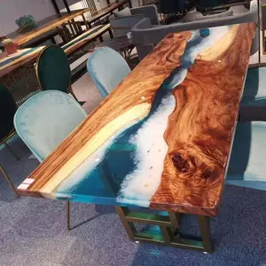 Factory sales new blue river modern blue ocean dining room furniture Epoxy Resin table