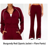 Setelan Olahraga Wanita Ukuran Besar 2026, Jaket Sport Resleting, Celana Pinggang Tinggi Tali Serut, Pakaian Aktif 5 Potong, Set Sweatshirt untuk Gym