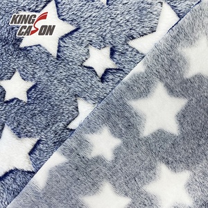 Kingcason Vải Siêu Mềm Loại Khác Nhau Vải Nỉ Flannel Dạ Quang Họa Tiết Ngôi Sao Tái Chế - Product Image 3