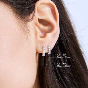 Envío Gratis, Pendientes de Aro con Diamantes Moissanite VVS de 2ct y 1ct, Hipoalergénicos, Plata S925, Chapados en Oro de 14K, para Mujeres y Hombres - Product Image 4