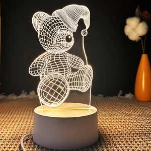 Lámpara de Noche Infantil Redonda Personalizada con Ilusión Óptica 3D, Lámpara de Escritorio LED USB, Luz Blanca Cálida Regulable, Decoración para Dormitorio y Hogar, Mediana - Product Image 2