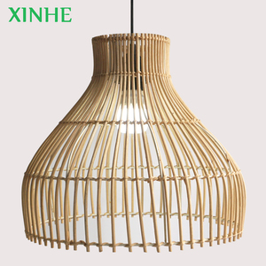 XH decorazione per la casa lampada <span class=keywords><strong>artigianale</strong></span> in Rattan fatta a mano Decor Wicker E27 ciondolo <span class=keywords><strong>paralume</strong></span> a soffitto lampada a sospensione in rattan - Product Image 2