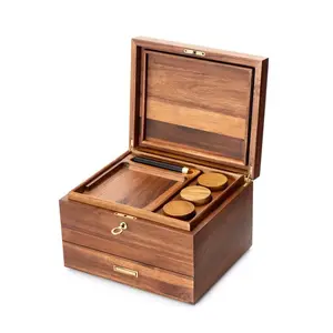 Compartiment d'acacia accessoires pour fumeurs cachette en bois d'herbes broyeur à tabac rouleau boîte de rangement kit combiné plateau roulant