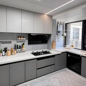 Gabinetes de Cocina Modernos y Ecológicos, Colores Personalizados, Nuevos Diseños, Estructura de Madera MDF, Lacado, Gabinetes de Cocina Sencillos con Descuento - Product Image 1