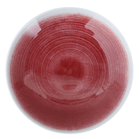 Assiette Ronde Creuse/Profonde en Porcelaine à Glaçure Changeante Cuite au Four, Vente en Gros Usine, Assiette de Dîner Rouge en Céramique de Luxe, Unique