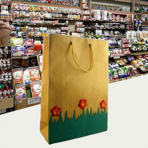 Bolsa de Papel Amarilla Impresa Offset de 200 GSM con Asa de Cuerda Laminada para Compras, Capacidad de 2 kg - Product Image 3