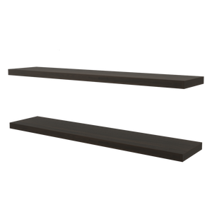 Greer <b>Floating</b> Shelf In Melamine Dark Oak X2 Wall Display Shelves - Product Image 3