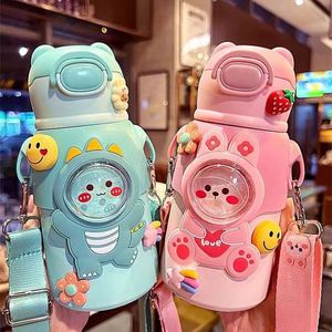 Children'S Cartoon 316 Insulated Stainless Vacuum <b>Flask</b> With Straw Cartoon Thermal Water <b>Bottle</b> Thermocup Drinkware - Product Image 3