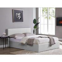 Coussin de style moderne bon marché, rangement relevable, tête de lit haute king size gris blanc noir, cadre rembourré en cuir avec rangement
